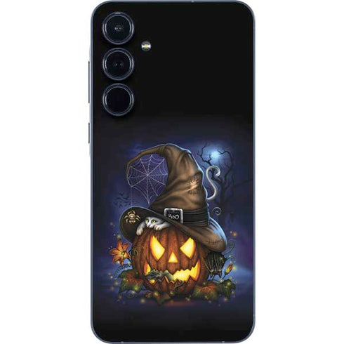 Halloween Cat and Jack O Lantern Pumpkin by Sarah Richter Galaxy A36 5G Skin