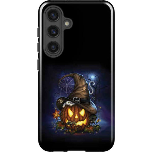 Halloween Cat and Jack O Lantern Pumpkin by Sarah Richter Galaxy S25 Plus Impact Case