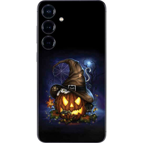 Halloween Cat and Jack O Lantern Pumpkin by Sarah Richter Galaxy S25 Plus Skin