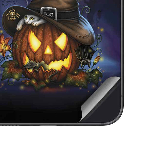 Halloween Cat and Jack O Lantern Pumpkin by Sarah Richter Galaxy S25 Plus Skin