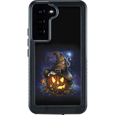 Halloween Cat and Jack O Lantern Pumpkin by Sarah Richter Galaxy S24 Plus Waterproof Case