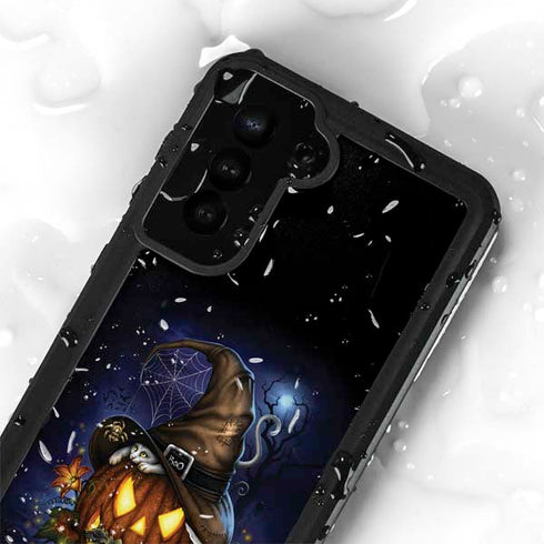 Halloween Cat and Jack O Lantern Pumpkin by Sarah Richter Galaxy S24 Plus Waterproof Case