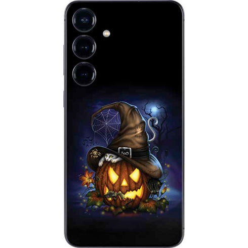 Halloween Cat and Jack O Lantern Pumpkin by Sarah Richter Galaxy S24 Skin