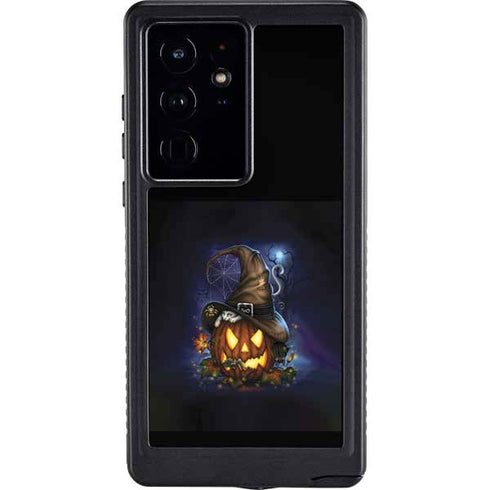 Halloween Cat and Jack O Lantern Pumpkin by Sarah Richter Galaxy S24 Ultra Waterproof Case