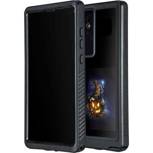 Halloween Cat and Jack O Lantern Pumpkin by Sarah Richter Galaxy S24 Ultra Waterproof Case