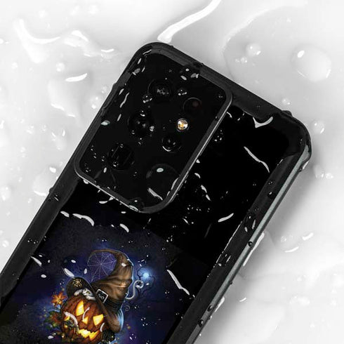 Halloween Cat and Jack O Lantern Pumpkin by Sarah Richter Galaxy S24 Ultra Waterproof Case