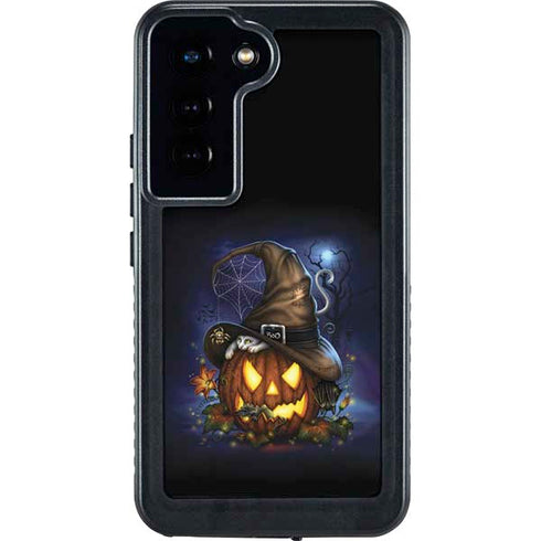 Halloween Cat and Jack O Lantern Pumpkin by Sarah Richter Galaxy S24 Waterproof Case