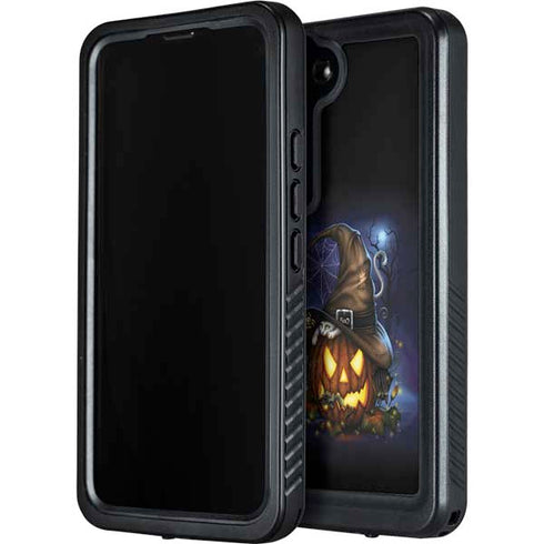 Halloween Cat and Jack O Lantern Pumpkin by Sarah Richter Galaxy S24 Waterproof Case