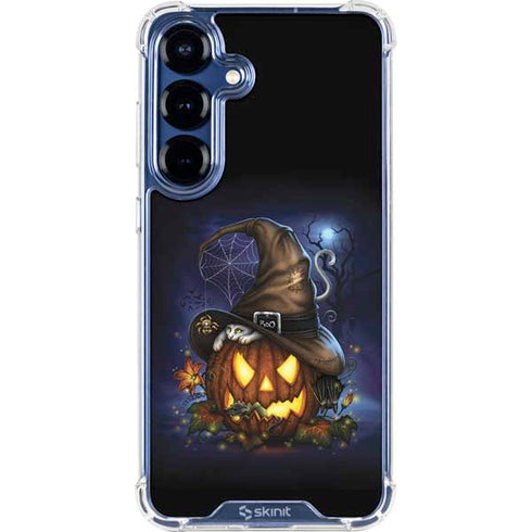 Halloween Cat and Jack O Lantern Pumpkin by Sarah Richter Galaxy S25 Clear Case