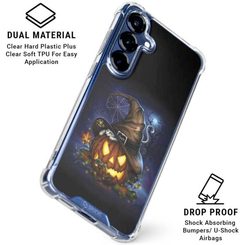 Halloween Cat and Jack O Lantern Pumpkin by Sarah Richter Galaxy S25 Clear Case