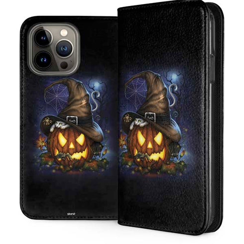 Halloween Cat and Jack O Lantern Pumpkin by Sarah Richter iPhone 13 Pro Max Folio Case