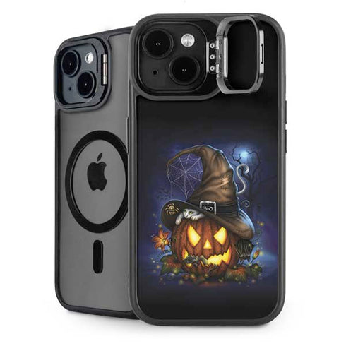 Halloween Cat and Jack O Lantern Pumpkin by Sarah Richter iPhone 14 Kickstand Case