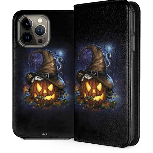 Halloween Cat and Jack O Lantern Pumpkin by Sarah Richter iPhone 14 Pro Max Folio Case