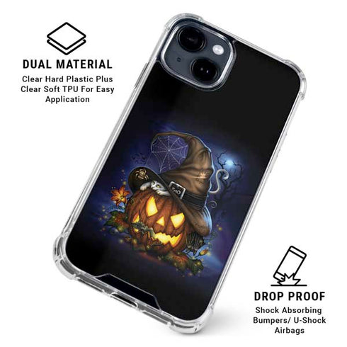 Halloween Cat and Jack O Lantern Pumpkin by Sarah Richter iPhone 15 Clear Case