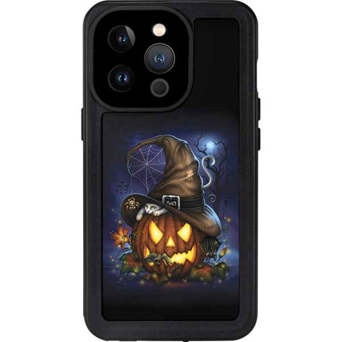 Halloween Cat and Jack O Lantern Pumpkin by Sarah Richter iPhone 15 Pro Waterproof Case