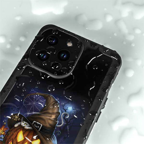 Halloween Cat and Jack O Lantern Pumpkin by Sarah Richter iPhone 15 Pro Waterproof Case