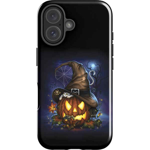Halloween Cat and Jack O Lantern Pumpkin by Sarah Richter iPhone 16 Plus Impact Case
