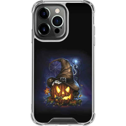 Halloween Cat and Jack O Lantern Pumpkin by Sarah Richter iPhone 16 Pro Clear Case