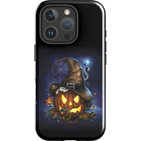 Halloween Cat and Jack O Lantern Pumpkin by Sarah Richter iPhone 16 Pro Impact Case