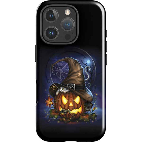 Halloween Cat and Jack O Lantern Pumpkin by Sarah Richter iPhone 16 Pro Max Magsafe Impact Case