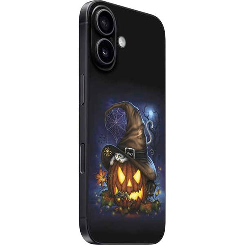 Halloween Cat and Jack O Lantern Pumpkin by Sarah Richter iPhone 16 Skin