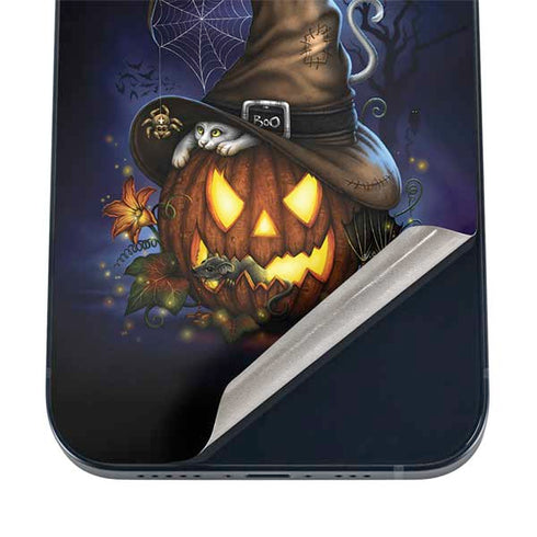 Halloween Cat and Jack O Lantern Pumpkin by Sarah Richter iPhone 16 Skin