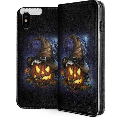 Halloween Cat and Jack O Lantern Pumpkin by Sarah Richter iPhone 8 Folio Case