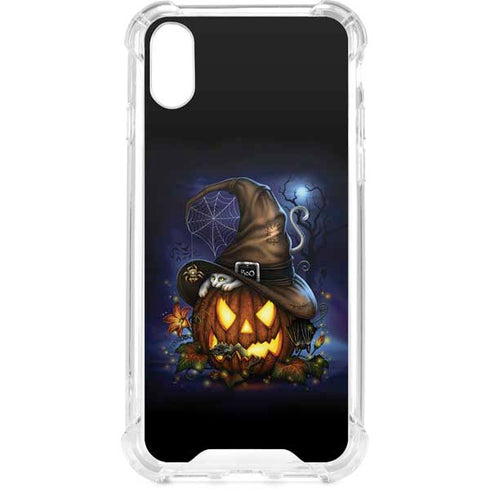 Halloween Cat and Jack O Lantern Pumpkin by Sarah Richter iPhone XS Clear Case