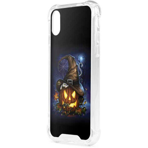 Halloween Cat and Jack O Lantern Pumpkin by Sarah Richter iPhone XS Clear Case