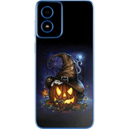 Halloween Cat and Jack O Lantern Pumpkin by Sarah Richter Moto G Play 4G (2024) Skin