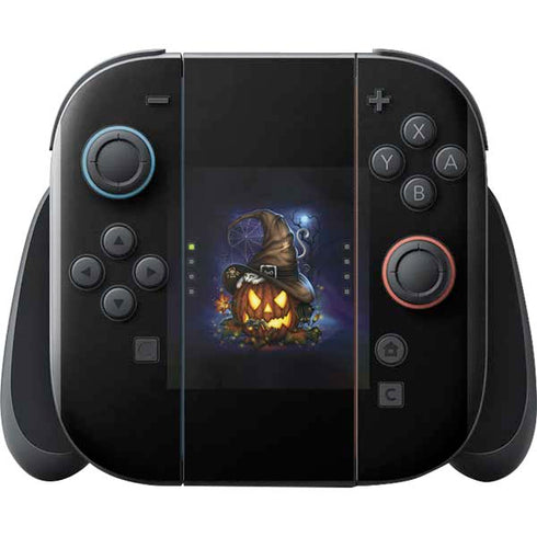 Halloween Cat and Jack O Lantern Pumpkin by Sarah Richter Nintendo Switch 2 (2025) with Joy-Con Skin