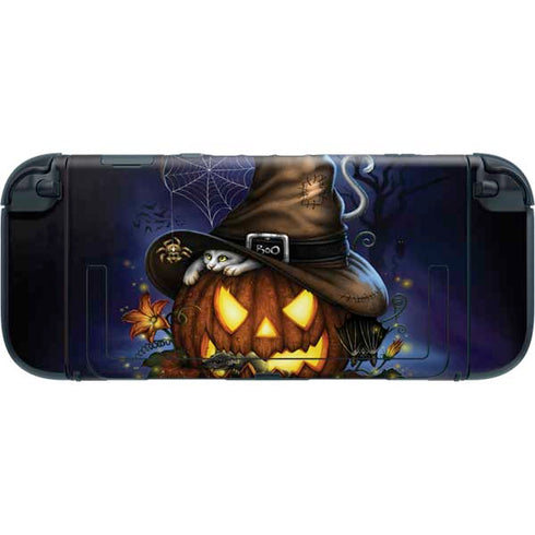 Halloween Cat and Jack O Lantern Pumpkin by Sarah Richter Nintendo Switch 2 (2025) with Joy-Con Skin
