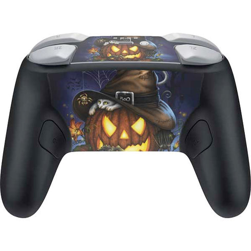 Halloween Cat and Jack O Lantern Pumpkin by Sarah Richter Nintendo Switch 2 (2025) Pro Controller Skin