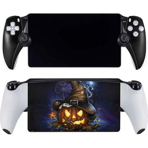 Halloween Cat and Jack O Lantern Pumpkin by Sarah Richter PlayStation Portal Remote Player Skin