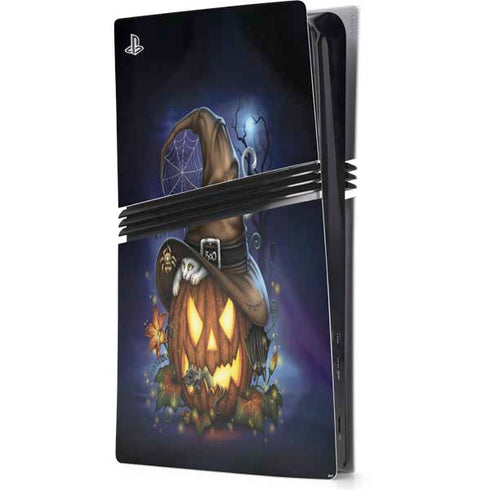 Halloween Cat and Jack O Lantern Pumpkin by Sarah Richter PS5 Pro Console Skin