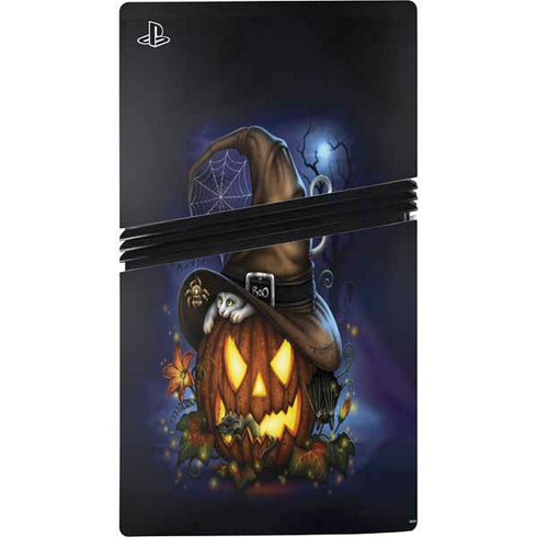 Halloween Cat and Jack O Lantern Pumpkin by Sarah Richter PS5 Pro Console Skin