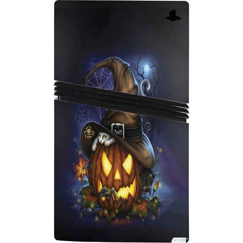 Halloween Cat and Jack O Lantern Pumpkin by Sarah Richter PS5 Pro Console Skin