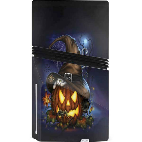 Halloween Cat and Jack O Lantern Pumpkin by Sarah Richter PS5 Pro Disk Console Skin