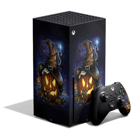 Halloween Cat and Jack O Lantern Pumpkin by Sarah Richter Xbox Series X Skins