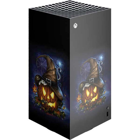 Halloween Cat and Jack O Lantern Pumpkin by Sarah Richter XBox Series X Digital Edition Console Skin
