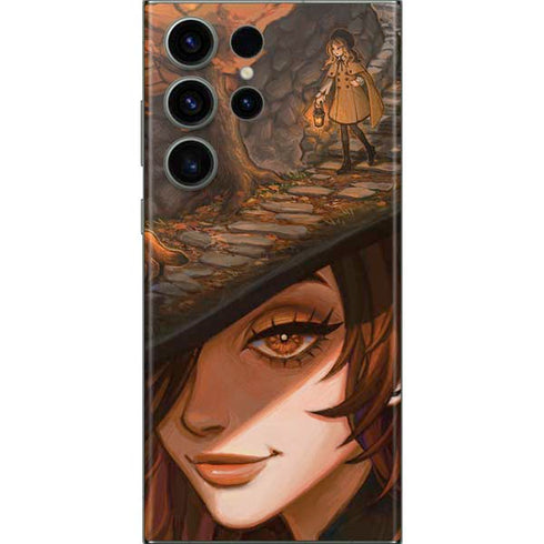 Halloween Pumpkin Witch with Fox by Ivy Dolamore Galaxy Skins