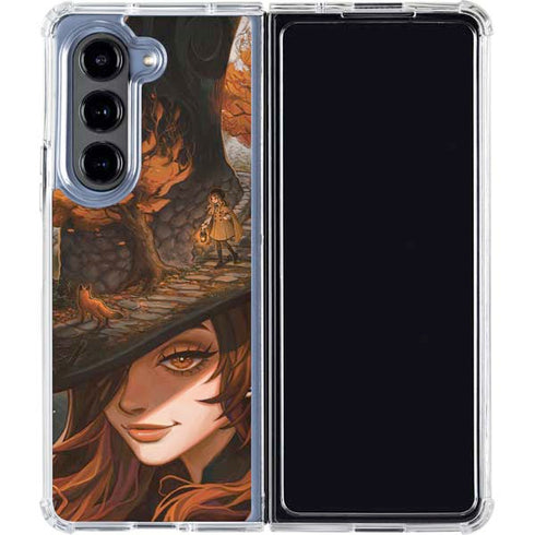 Halloween Pumpkin Witch with Fox by Ivy Dolamore Galaxy Z Fold5 5G Clear Case