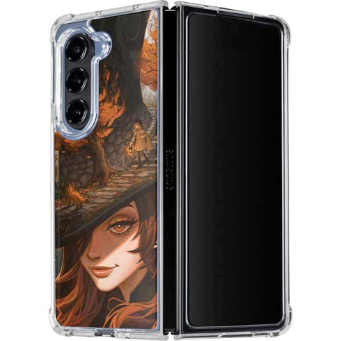 Halloween Pumpkin Witch with Fox by Ivy Dolamore Galaxy Z Fold5 5G Clear Case