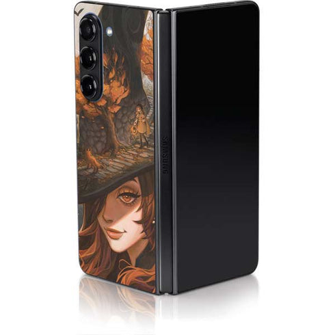 Halloween Pumpkin Witch with Fox by Ivy Dolamore Galaxy Z Fold5 5G Skin