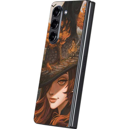 Halloween Pumpkin Witch with Fox by Ivy Dolamore Galaxy Z Fold5 5G Skin