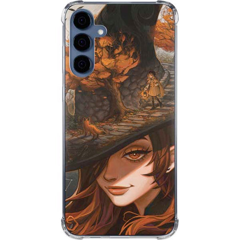 Halloween Pumpkin Witch with Fox by Ivy Dolamore Galaxy A55 5G Clear Case