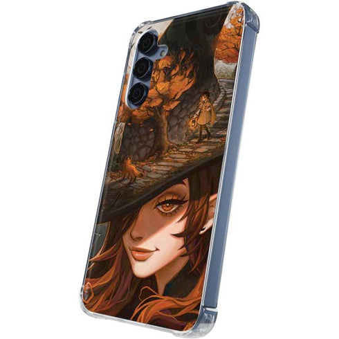 Halloween Pumpkin Witch with Fox by Ivy Dolamore Galaxy A55 5G Clear Case