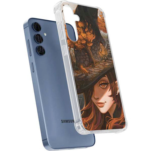 Halloween Pumpkin Witch with Fox by Ivy Dolamore Galaxy A55 5G Clear Case