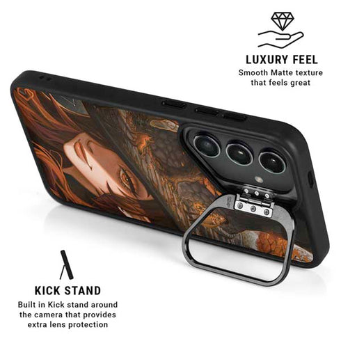 Halloween Pumpkin Witch with Fox by Ivy Dolamore Galaxy S25 Kickstand Case