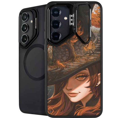 Halloween Pumpkin Witch with Fox by Ivy Dolamore Galaxy S25 Plus Kickstand Case